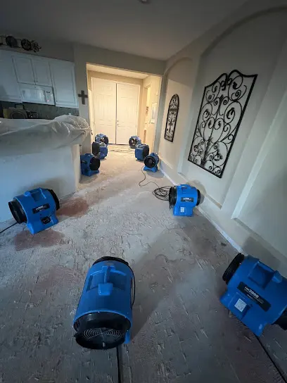 An inland-valley home in Sun City, CA with drying equipment during a water damage job