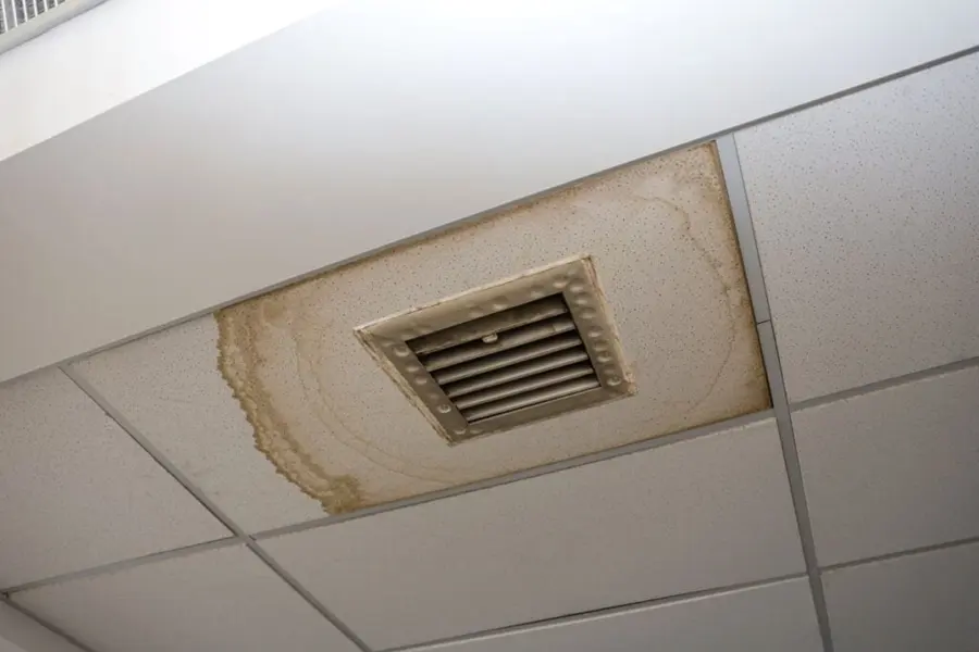 AC condensation overflow water stain on a Sun City, CA ceiling